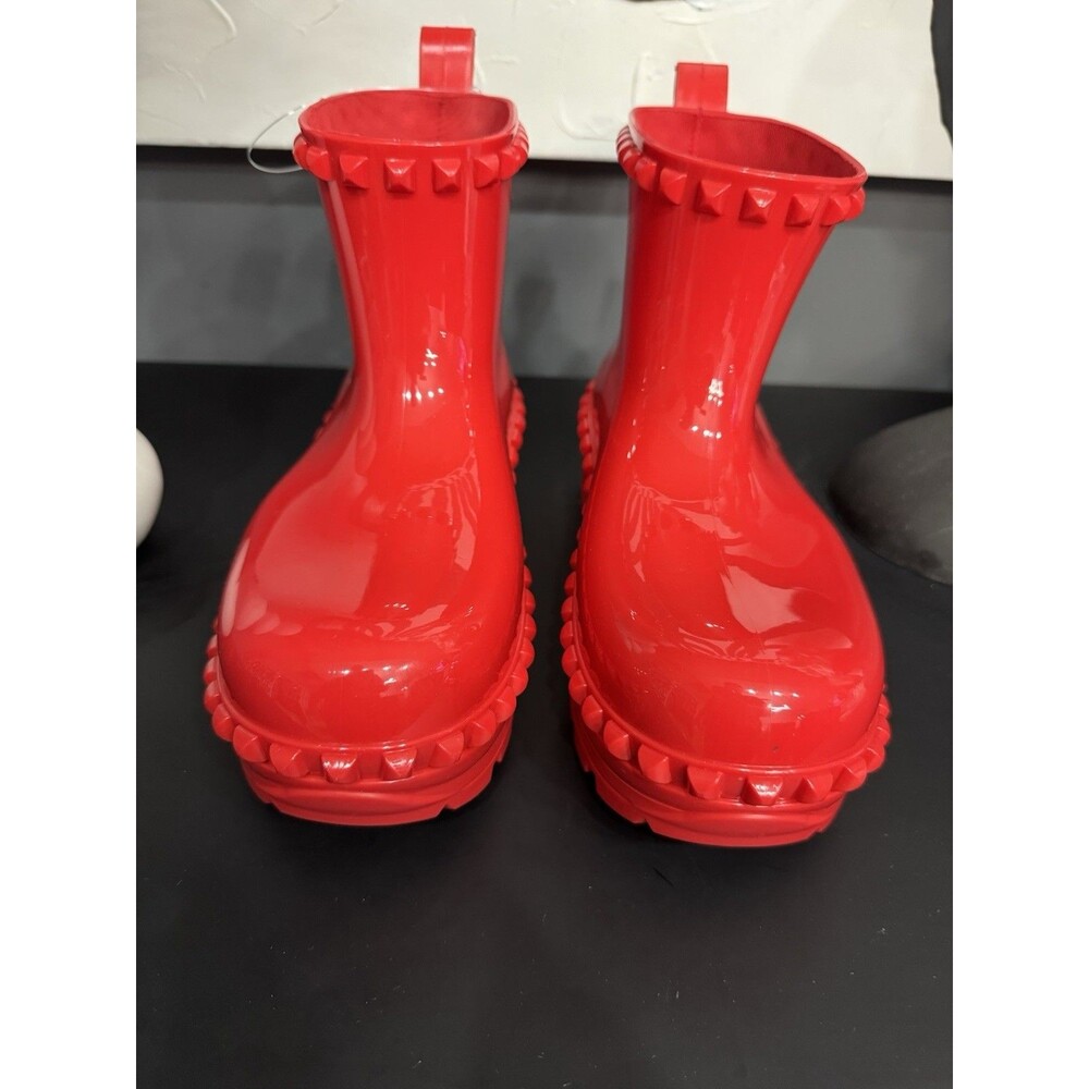 Carmen Sol Graziano Jelly Rain Boots Women's 36 US 6 Red Studded BNWOT Vegan